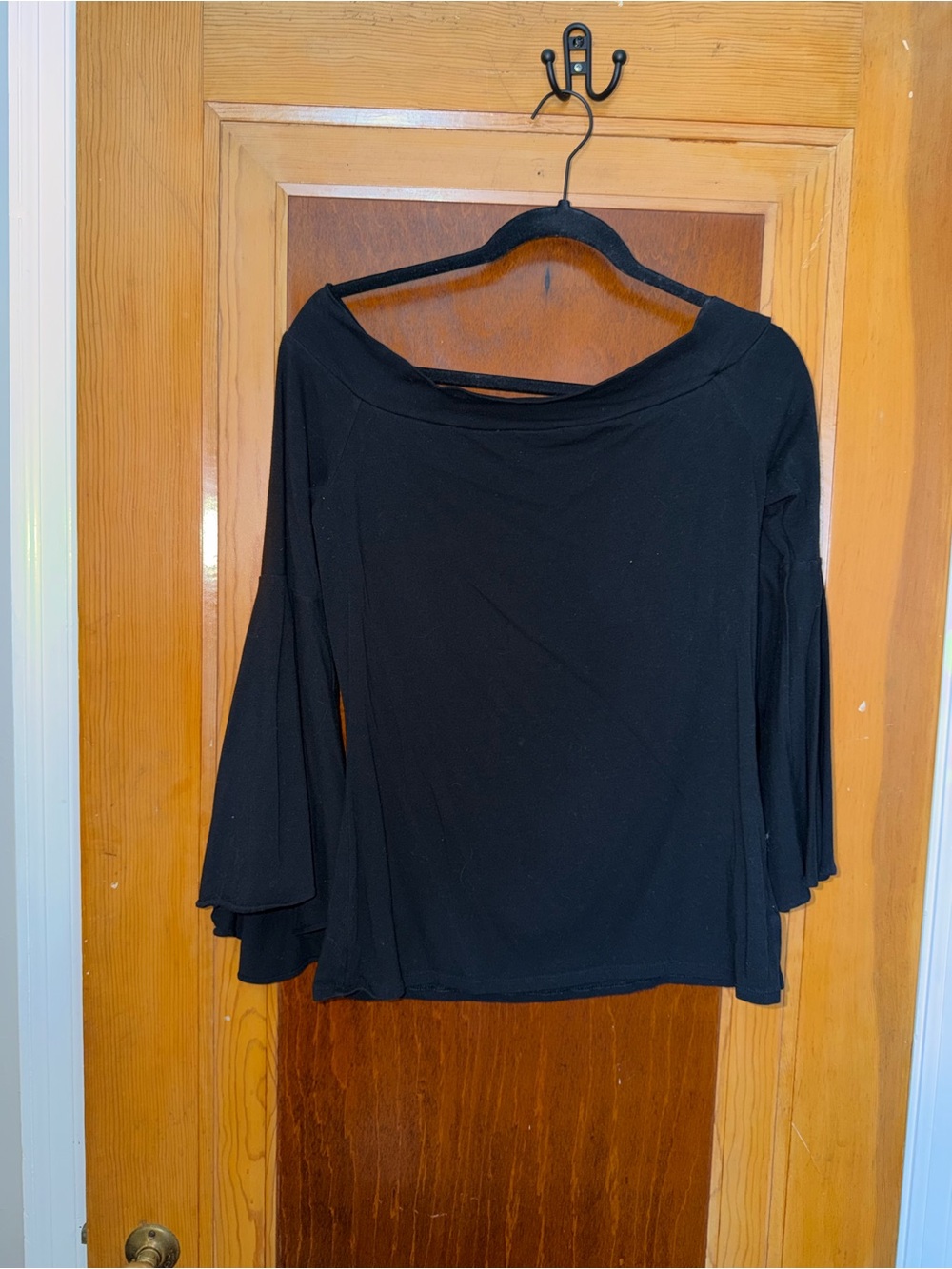 Express Black Off-Shoulder Bell Sleeve Top